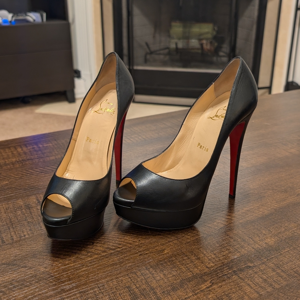 Christian Louboutin LADY PEEP 150mm KID (nappa) EU 37.5 US 7.5 Black Pumps Heels